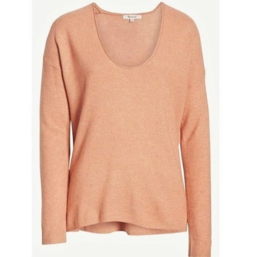 Madewell Kimball Sweater Pullover Top Wool blend LARGE Heather Rose $69